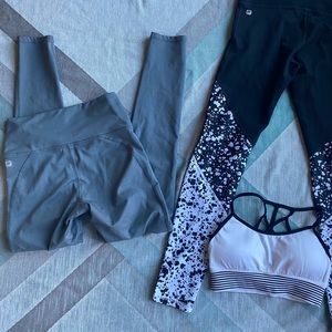 2 Fabletics leggings with 1 bra